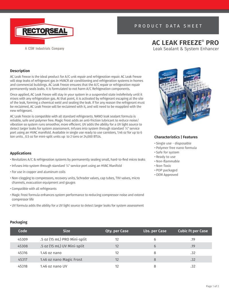 RectorSeal AC Leak Freeze Pro Nano with Magic Frost 45317 Leak Sealant, Easy Application, HVAC, 1.5 oz. - Image 2